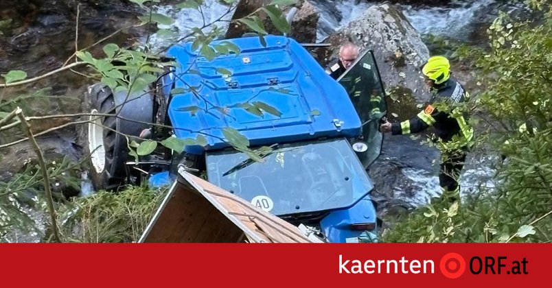 Traktorabsturz: Fahrer verletzt, Kalbin gerettet